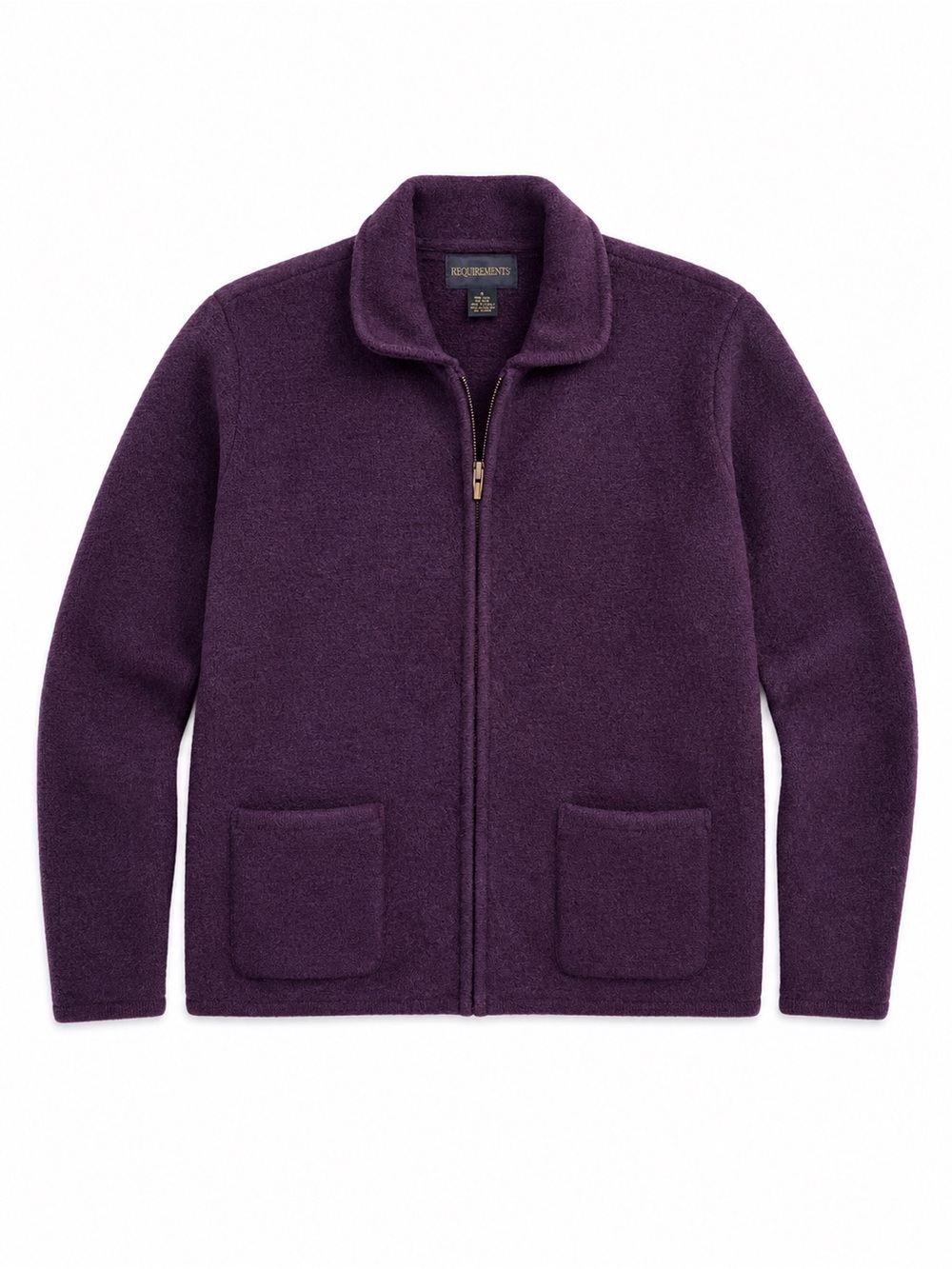 Requirements Women’s Zip Up Cardigan Sweater 100% Wool Size Small Deep Purple